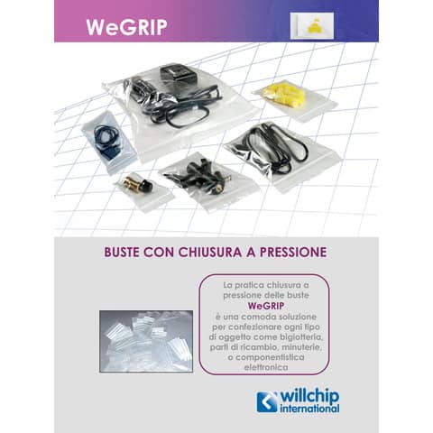 Buste Grip trasparenti WeGrip 8x12 cm trasparente neutra conf. da 1000 buste - TG80120